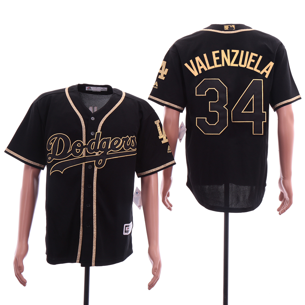 Men Los Angeles Dodgers 34 Valenzuela Black Elite MLB Jerseys